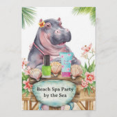  Hippo in Bikini Manicure Coastal Beauty beach spa 招待状 (正面)