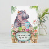  Hippo in Bikini Manicure Coastal Beauty beach spa 招待状 (スタンド正面)
