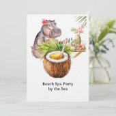  Hippo in Bikini Manicure Coastal Beauty beach spa 招待状 (スタンド正面)