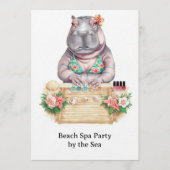  Hippo in Bikini Manicure Coastal Beauty beach spa 招待状 (正面)