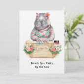  Hippo in Bikini Manicure Coastal Beauty beach spa 招待状 (スタンド正面)