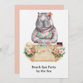  Hippo in Bikini Manicure Coastal Beauty beach spa 招待状 (正面/裏面)