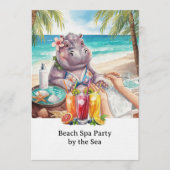  Hippo in Bikini Manicure Coastal Beauty beach spa 招待状 (正面)