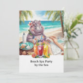  Hippo in Bikini Manicure Coastal Beauty beach spa 招待状 (スタンド正面)