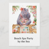  Hippo in Bikini Manicure Coastal Beauty beach spa 招待状 (正面)