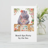  Hippo in Bikini Manicure Coastal Beauty beach spa 招待状 (スタンド正面)