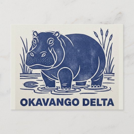 Hippo in Okavango Delta Botswana ポストカード (正面)