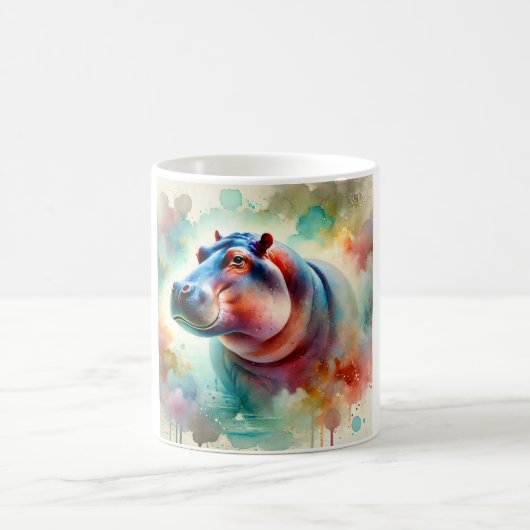 Hippo in serenity 220924AREF119 - Watercolor コーヒーマグカップ (中央)