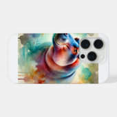 Hippo in serenity 220924AREF119 - Watercolor iPhoneケース (裏面横)