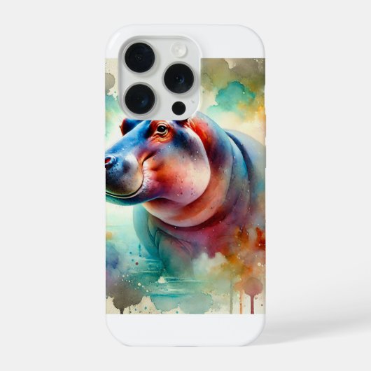 Hippo in serenity 220924AREF119 - Watercolor iPhoneケース (裏面)