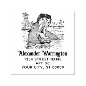 Hippo in Water Jaws Wide Open Name差出人住所 セルフインキングスタンプ (デザイン)