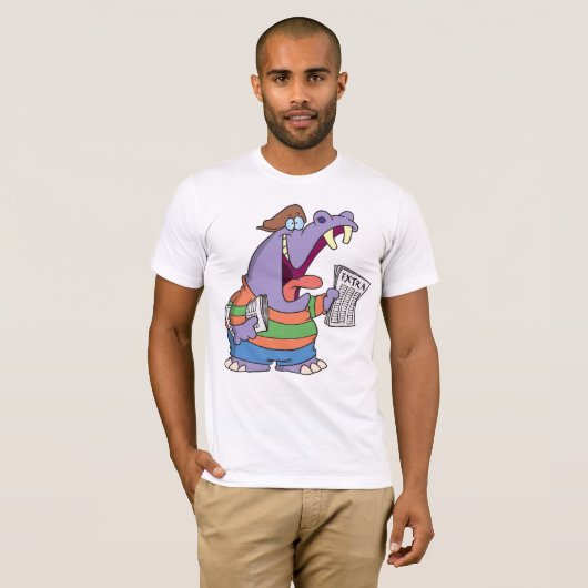 Hippo Newspaper Boy Mens T-Shirt Tシャツ (正面フル)