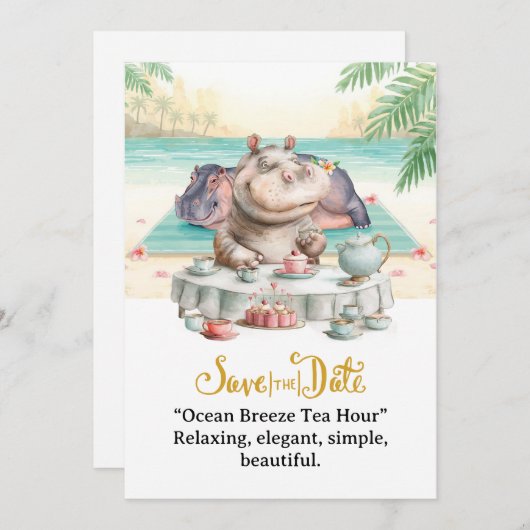 Hippo Ocean Breeze Tea Hour Invitation 招待状 (正面/裏面)