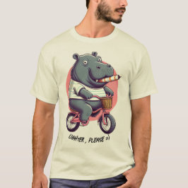 Hippo on Bicycle "Lighter, please" クラシックTシャツ Tシャツ