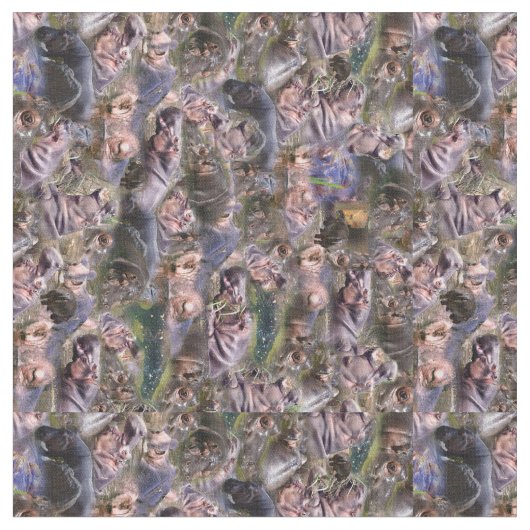 Hippo Photo Collage ファブリック (クローズアップ)