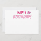 Hippo Pink Floral Girl Birthday カード (裏面)