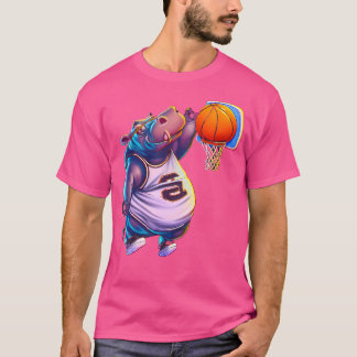 Hippo Playing Basketball Cool Funny Hippos Basketb Tシャツ