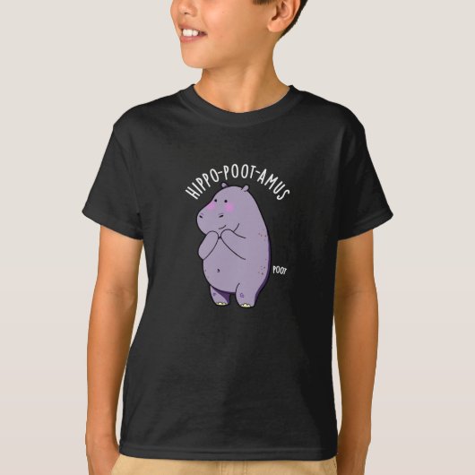 Hippo-poot-amusファティンおもしろいグHippo Pun Dark BG Tシャツ (正面)