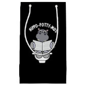 Hippo-potty-mus動物おもしろいHippo Pun Dark BG スモールペーパーバッグ (正面)