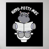 Hippo-potty-mus動物おもしろいHippo Pun Dark BG ポスター (正面)