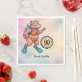 Hippo scuba diver 30th Birthday  スタンダードランチョンナプキン (インサイチュ)