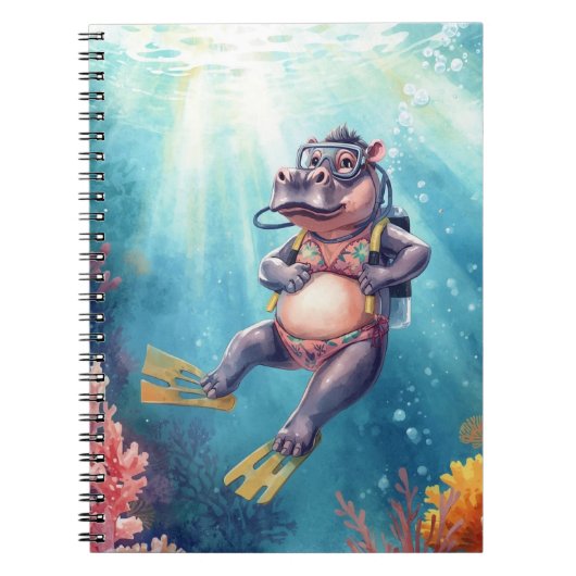 Hippo Scuba diver underwater  ノートブック (正面)