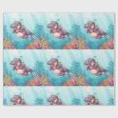 Hippo Scuba diver underwater  ラッピングペーパー (フラット)