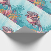 Hippo Scuba diver underwater  ラッピングペーパー (角)