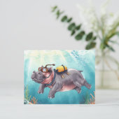 Hippo scuba diving underwater  ポストカード (スタンド正面)