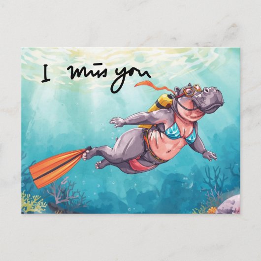 Hippo Scuba underwater I miss you ポストカード (正面)