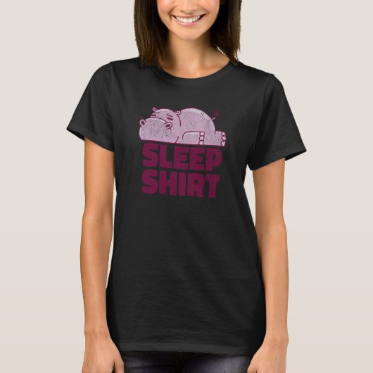 Hippo Sleep Nap Taker Lazy Animal Sarcastic Retro Tシャツ (正面)