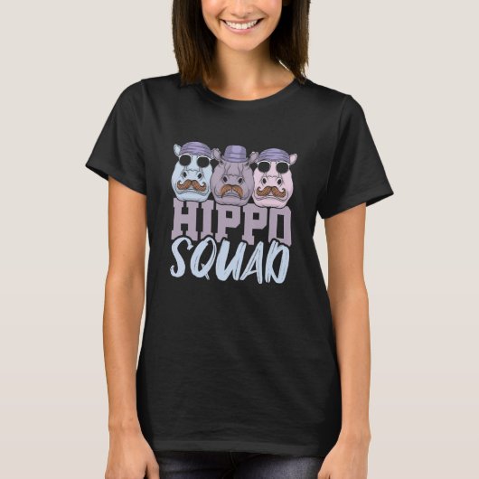Hippo Squad Saying Hippopotamus Hippos Cute Tシャツ (正面)