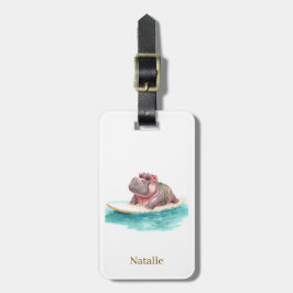Hippo Surfer on Surf Board ラゲッジタグ