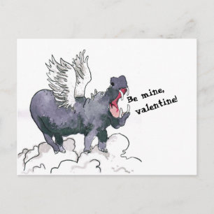 Hippo valentine card ポストカード