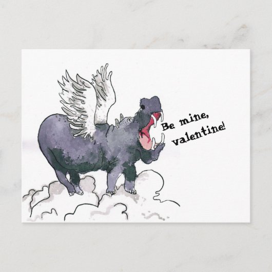 Hippo valentine card ポストカード (正面)