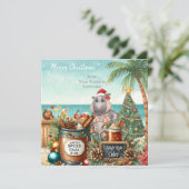 Hippo with Christmas Cocktail Party Greeting Card  シーズンカード (スタンド正面)