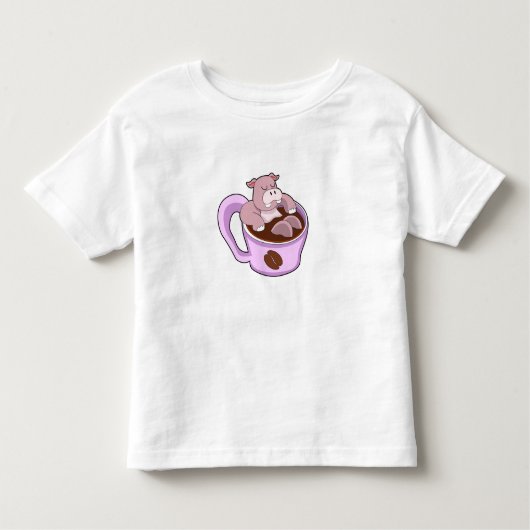 Hippo with Cup of Coffee トドラーTシャツ (正面)