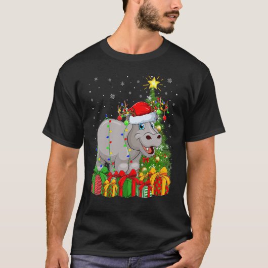 Hippo   Xmas Holiday Santa Hippopotamus Christmas  Tシャツ (正面)