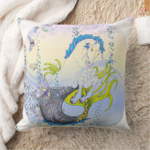 Hippocampus (スカル)(青/紫/ベージュ付) クッション (ブランケット)