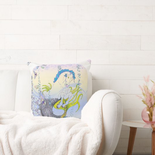 Hippocampus (スカル)（青/紫/ベージュ付） クッション (ソファ)