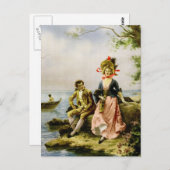 Hippolyte Lucas著「Flirt au Bord de la Mer」 ポストカード (正面/裏面)