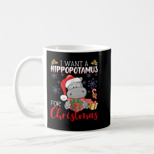 HippopotamusクリスマスFのためにHippopotamusが欲しい コーヒーマグカップ (左)