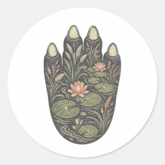 Hippopotamus Botanical Footprint Nature Sticker ラウンドシール