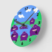 Hippopotamus Design ラウンド壁時計 (傾斜)