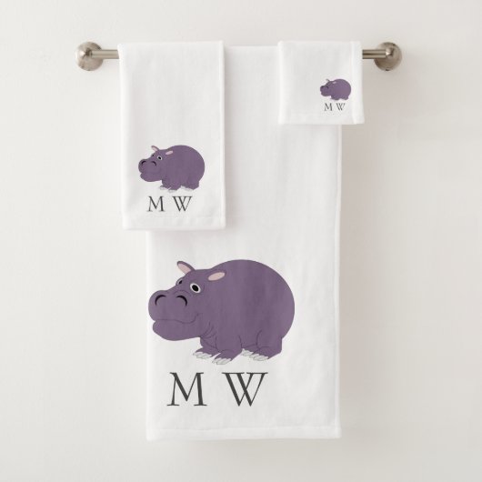 Hippopotamus Design Monogrammed バスタオルセット (インサイチュ)