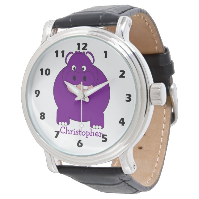 Hippopotamus Design Personalised 腕時計 (アングル)