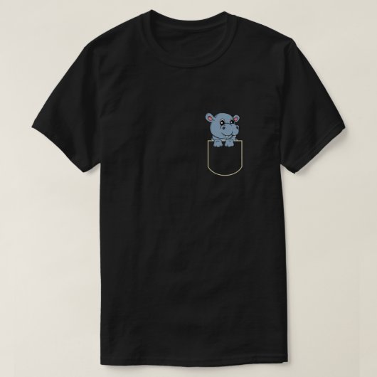 Hippopotamus In Pocket Gift Hippo Pocket TShirt Tシャツ (デザイン正面)