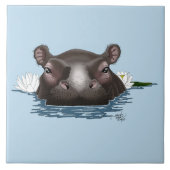 Hippopotamus White Lotus Blue タイル (正面)
