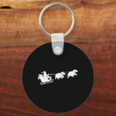 Hippopotamus Xmas Santa Sleigh Hippos Christmas Bo キーホルダー (正面)
