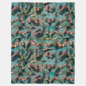 Hippos at 遊: A Pond Paradise フリースブランケット (正面)